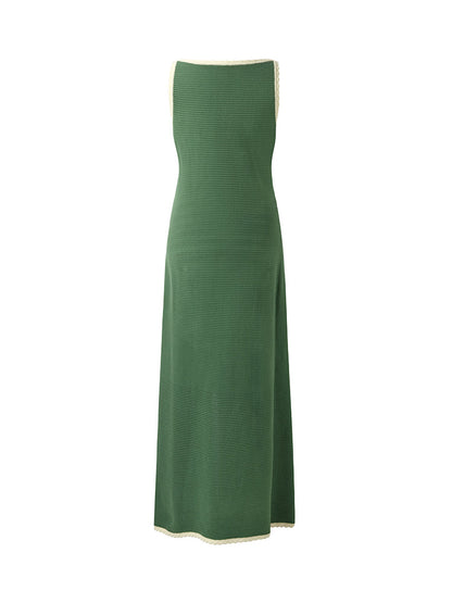 100% Cotton Slit Women Strap Maxi Dress