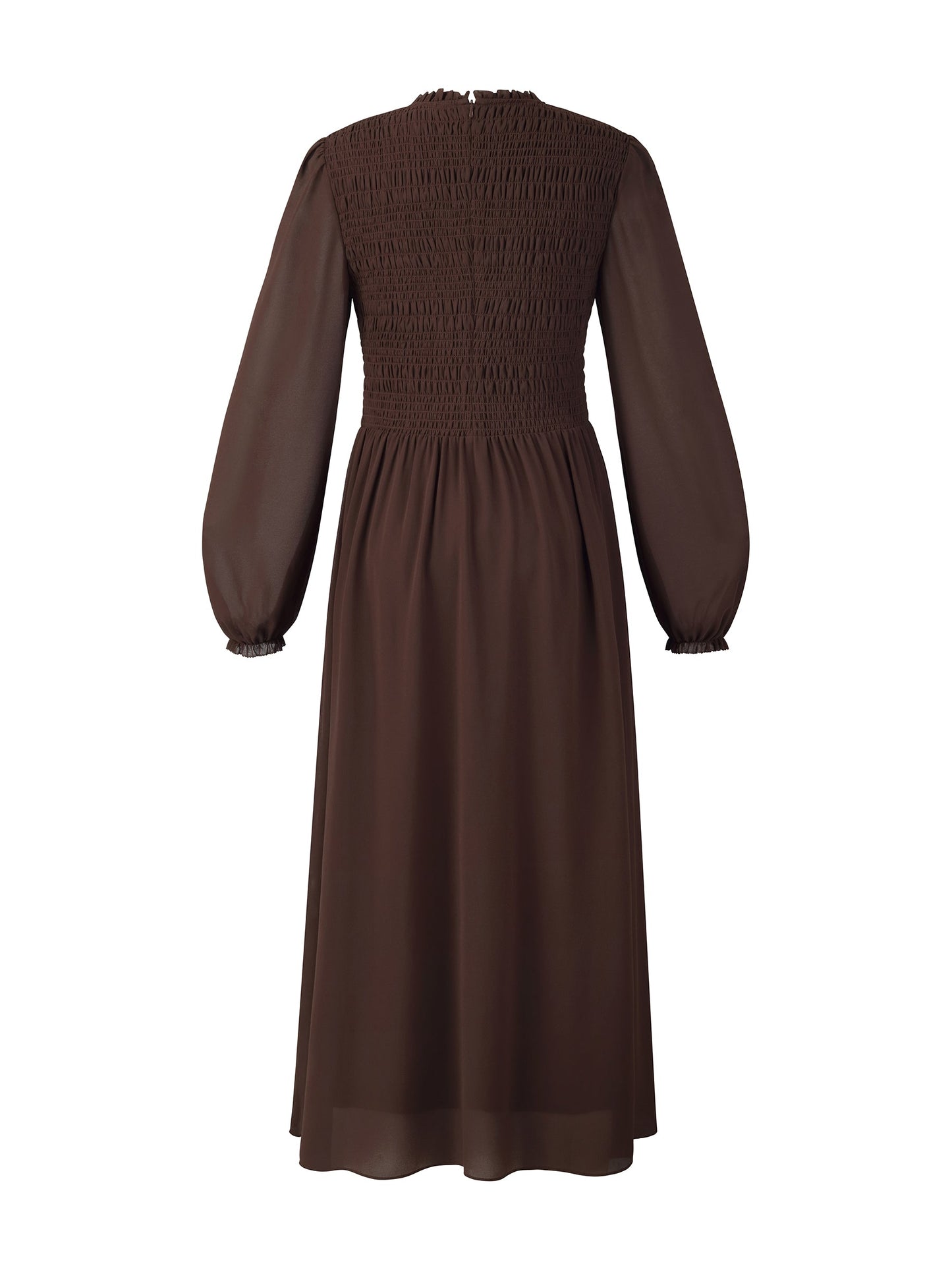 Ruffle Round Neck Women Smocked Maxi Dress