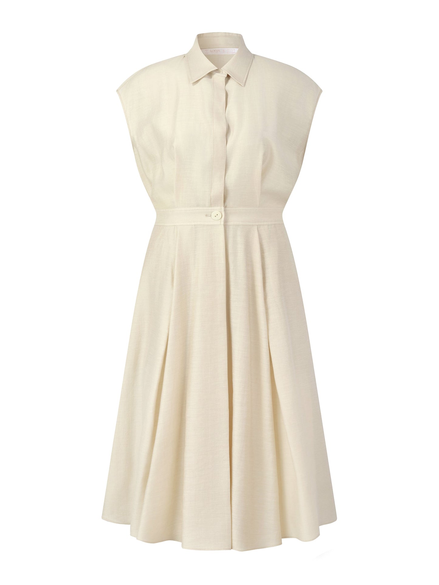 Tencel Acetate Linen Blend Cap Sleeve Women Midi Shirt Dress