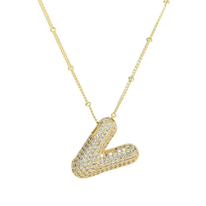Initial Balloon Bubble 18K Gold Necklace