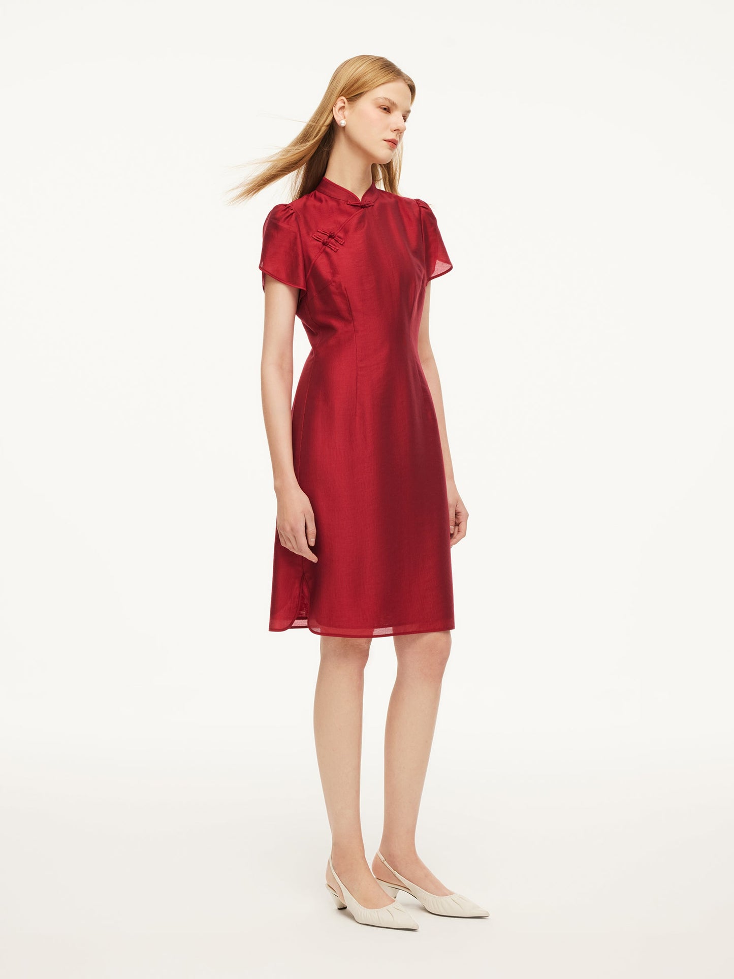 Tencel Blend Women Qipao Mini Dress