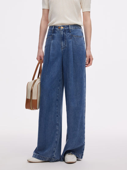 100% Tencel Denim Women Adjustable Waist Jeans