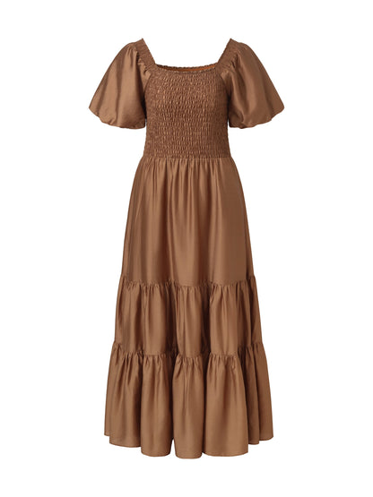 Tencel Blend Women Smocked Maxi Dress