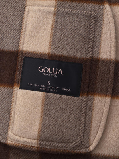 Cashmere Wool Blend Plaid Double-Faced Women Wrap Overcoat