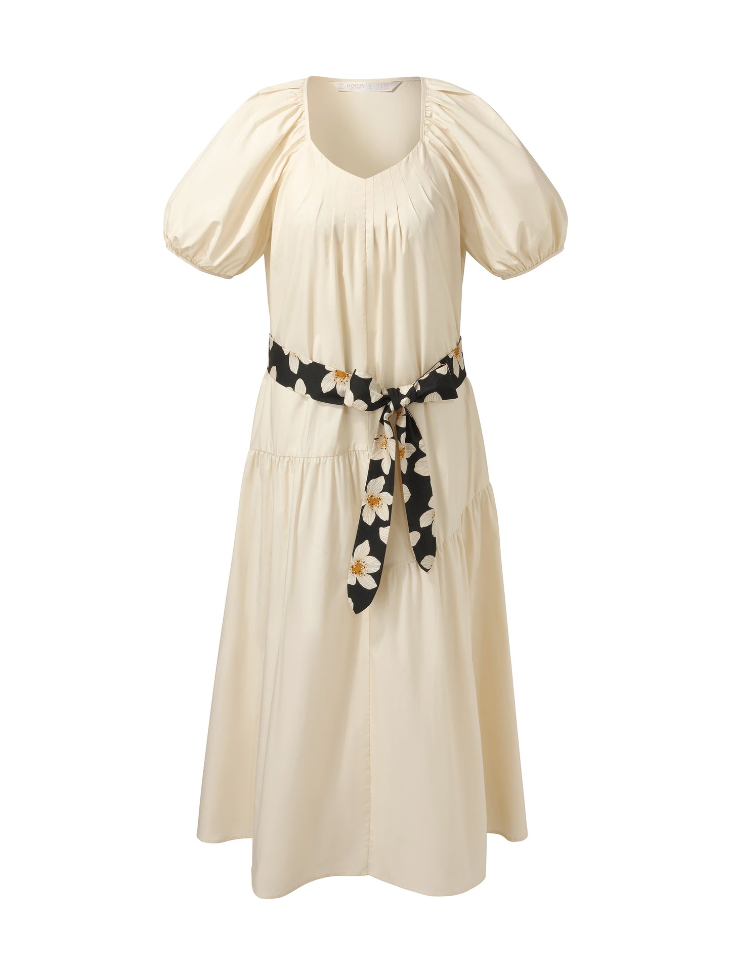 100% Cotton A-Line Women Maxi Dress With Two Tie Belts
