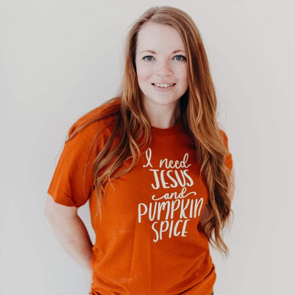 I Need Jesus and Pumpkin Spice Graphic Tee