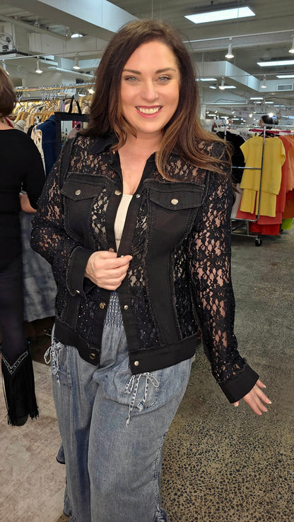 Origami - Midnight Sparkle Black Lace Jacket