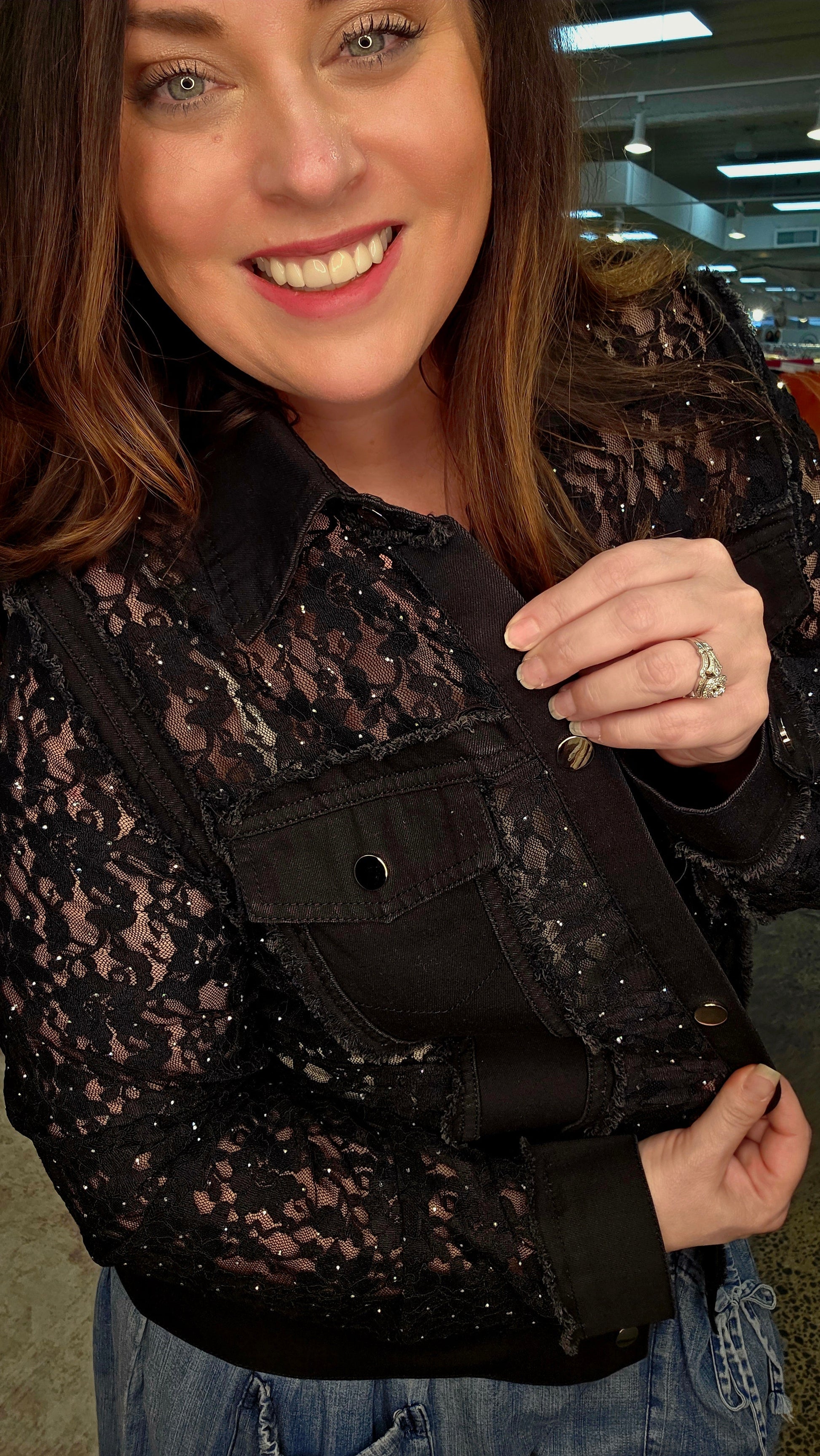 Origami - Midnight Sparkle Black Lace Jacket