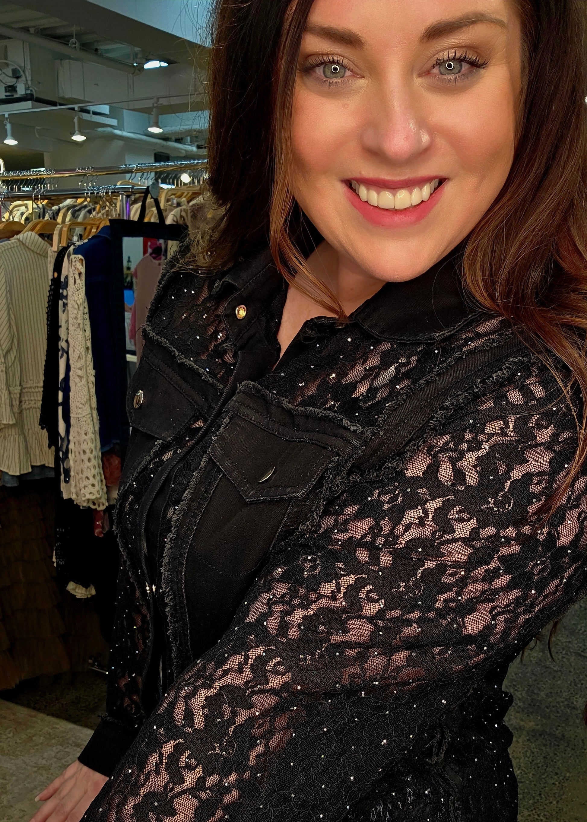 Origami - Midnight Sparkle Black Lace Jacket