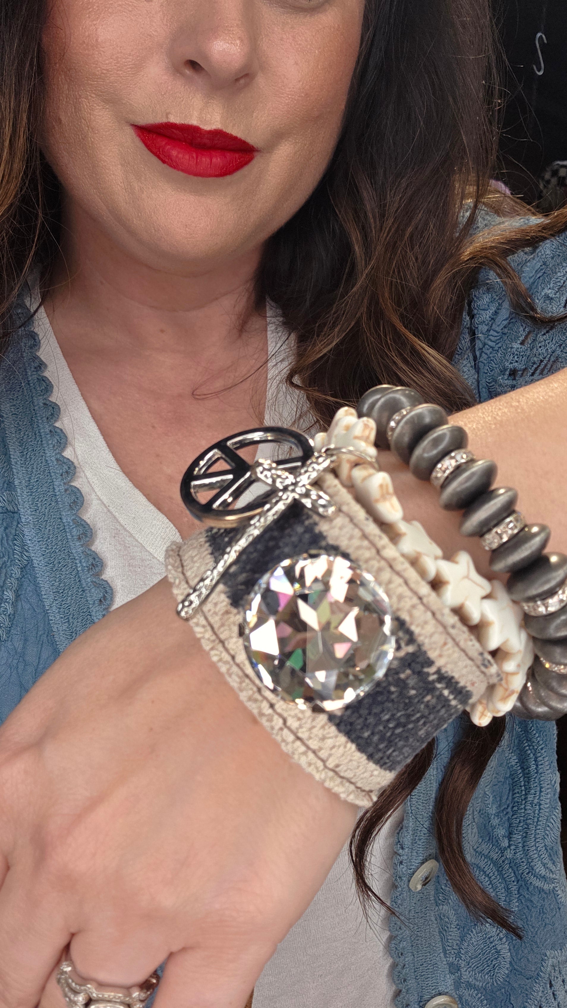 Denim Blue Peace Stars Bracelet Stack by Sandra Ling Designs
