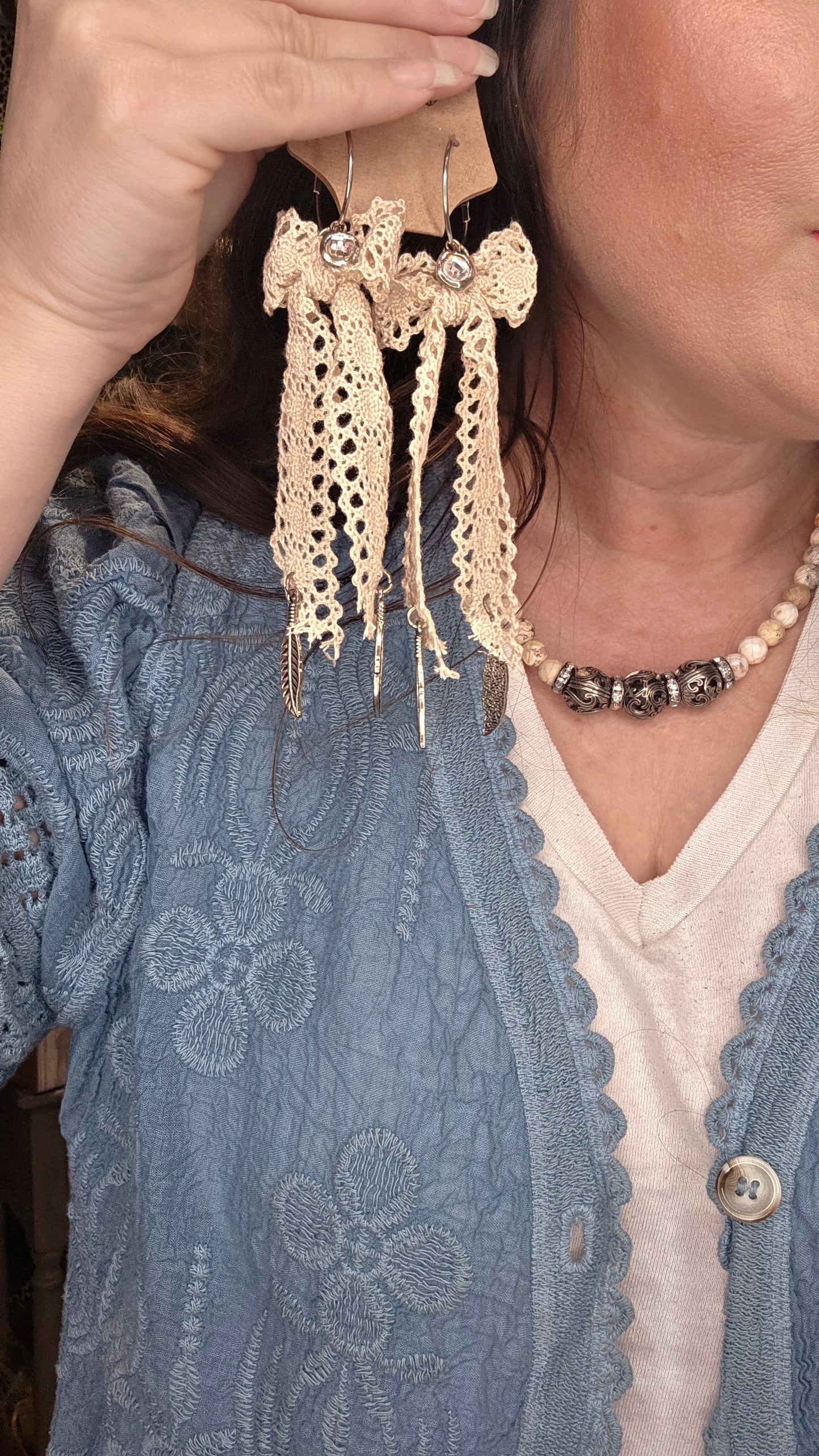 Crochet Bow Earrings by Sandra Ling Designs