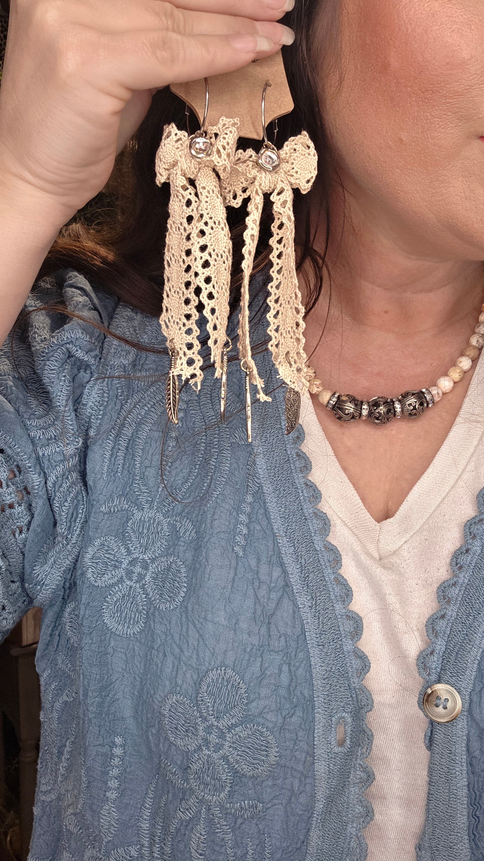 Crochet Bow Earrings by Sandra Ling Designs