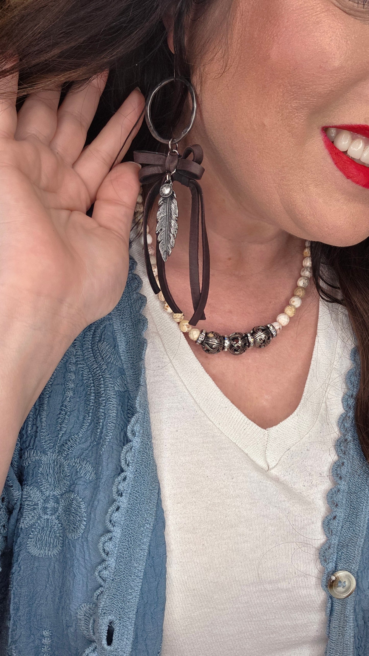 Brown Leather Bow Earrings by Sandra Ling Designs