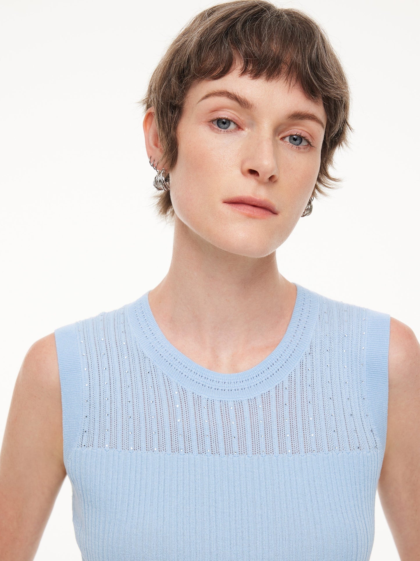 Lyocell Blend Rhinestone Women Knit Tank Top