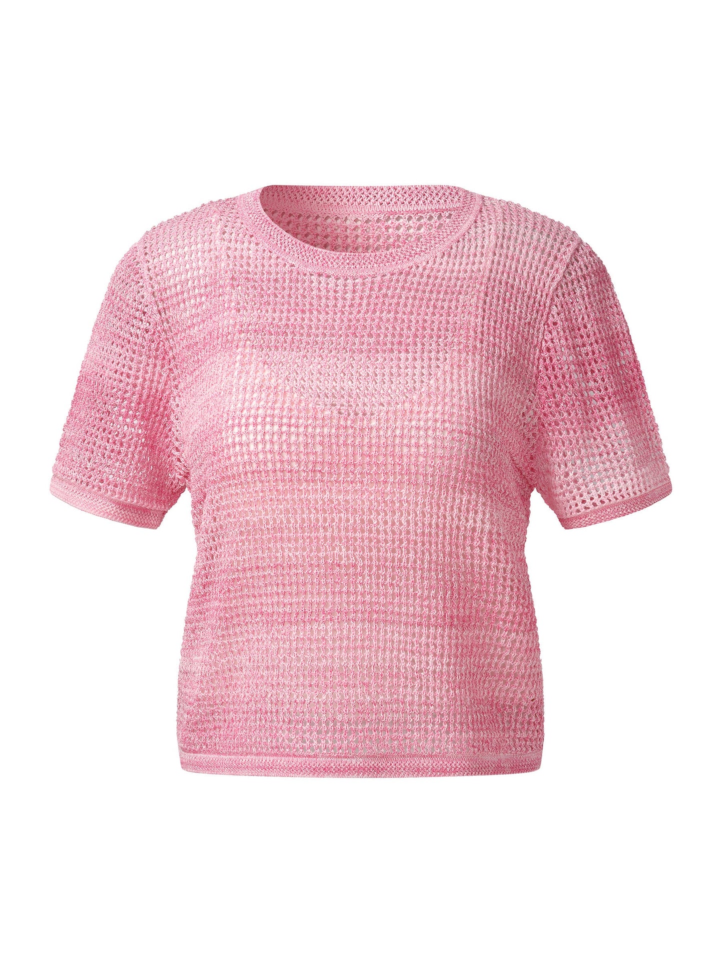 Gradient Openwork Knit Top And Knit Camisole Two-Piece Set