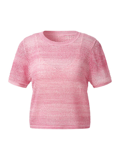 Gradient Openwork Knit Top And Knit Camisole Two-Piece Set