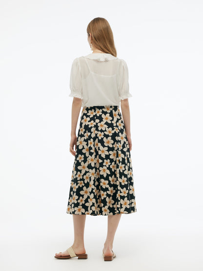 Cotton Stretch Floral Print Women Skirt