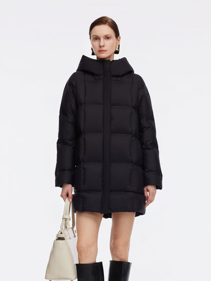Windproof H-Line Hooded Goose Down Coat