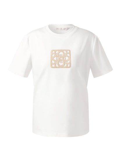 100% Cotton Embroidered Women T-Shirt
