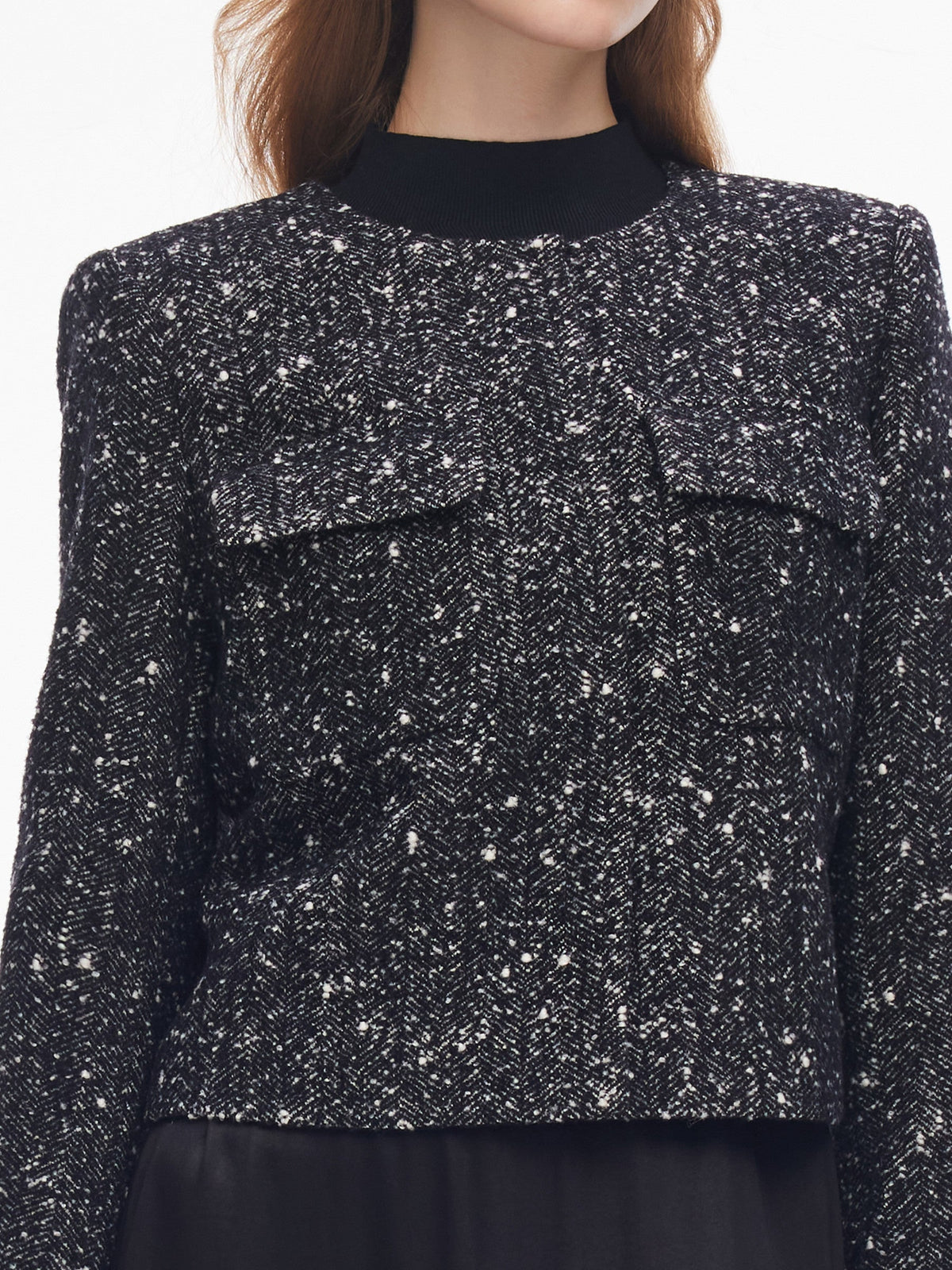 Wool Blend Round Neck Women Jacket