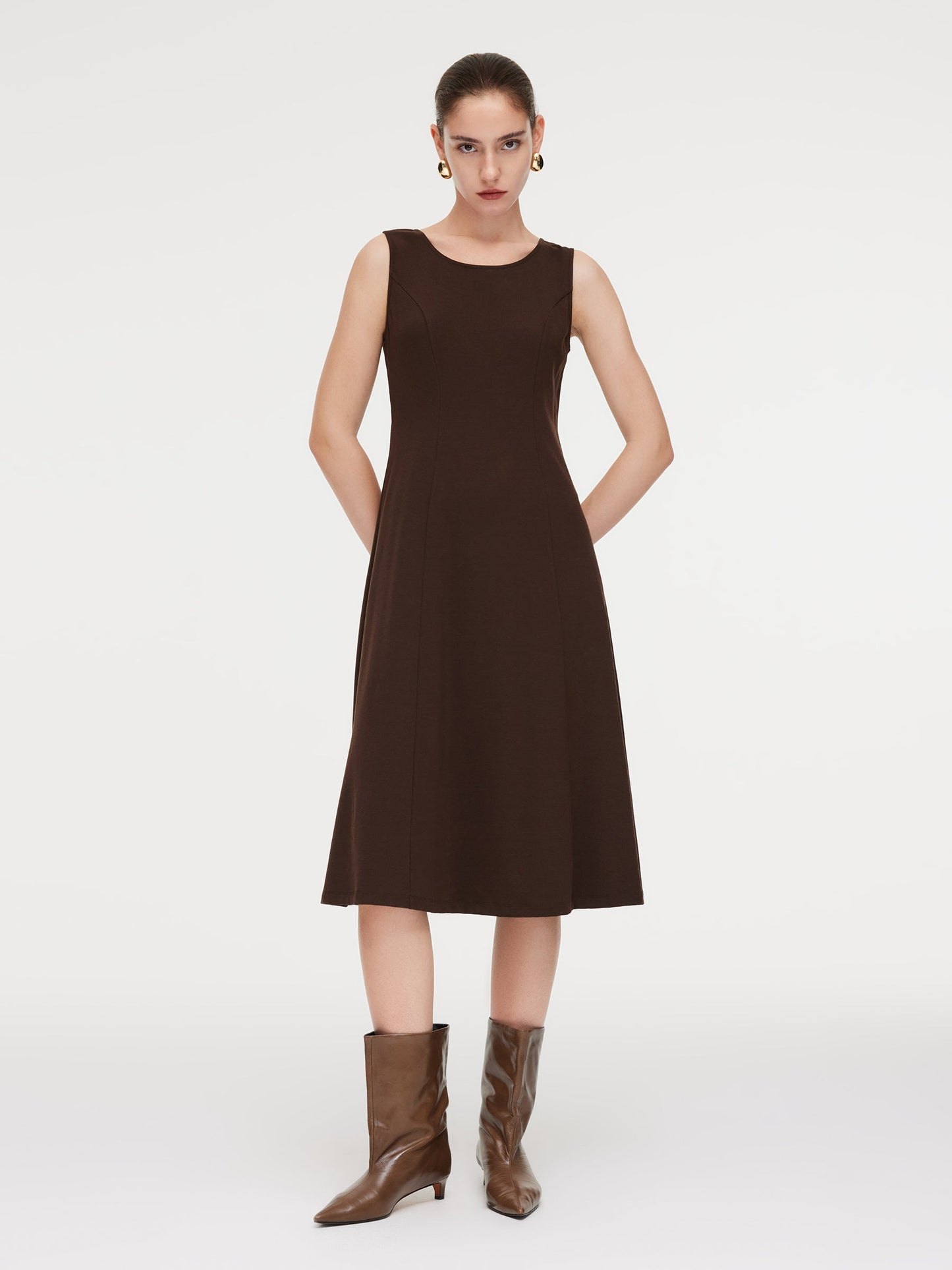 Lyocell Wool Blend Sweater And Knit Vest Dress Two-Piece Set