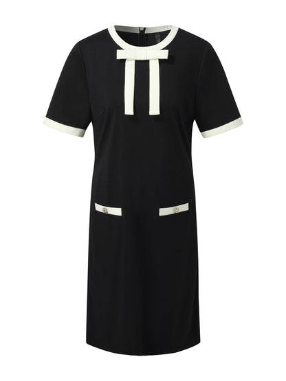 Tencel Blend Contrast Trim Women Knit Mini Dress