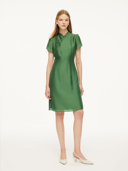 Tencel Blend Women Qipao Mini Dress