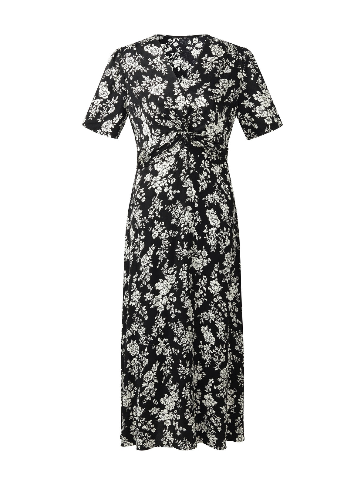 Floral Print Twist Front Women Midi Dress