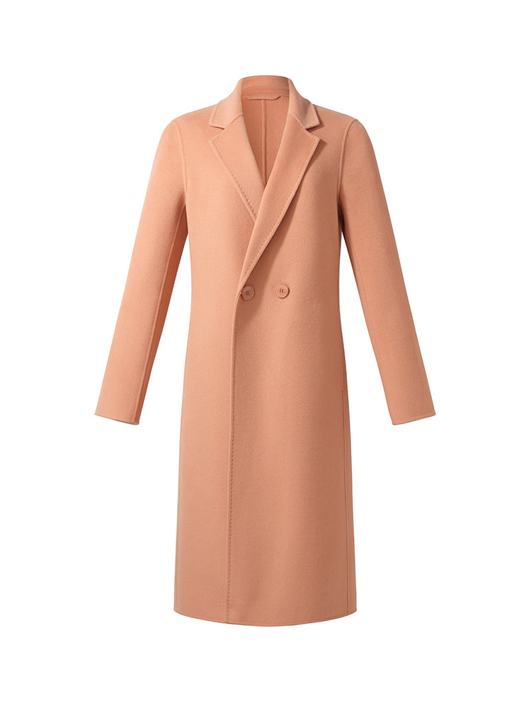 100% Wool Double-Faced Back Slit Women Overcoat