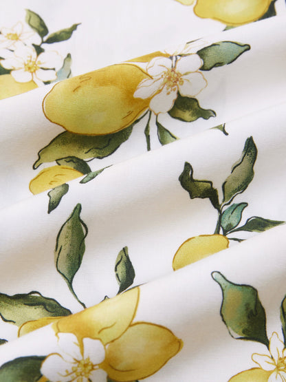 Cotton Lemon Print Women A-Line Skirt