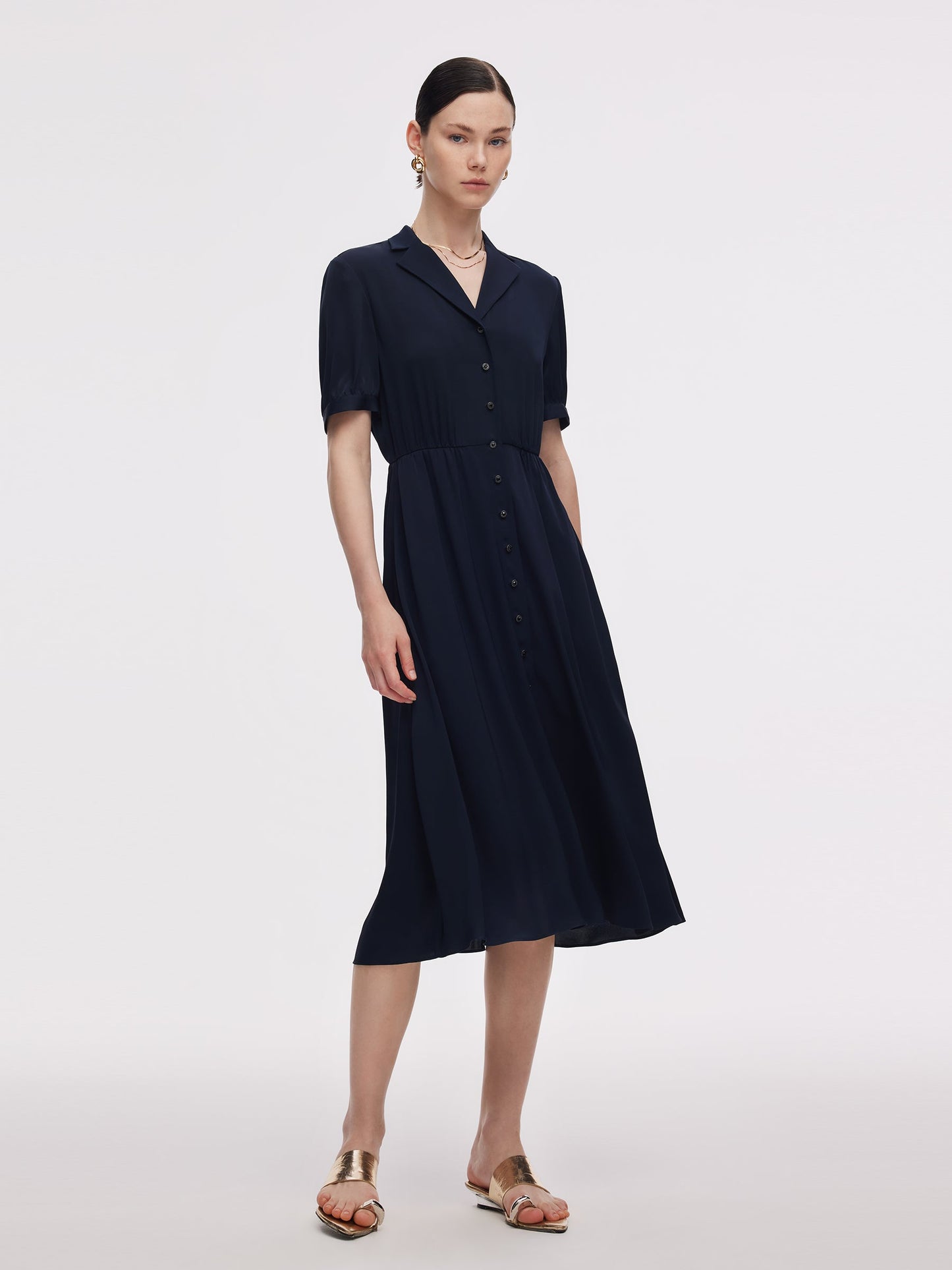 22MM Mulberry Silk Women Midi Dress With Belt