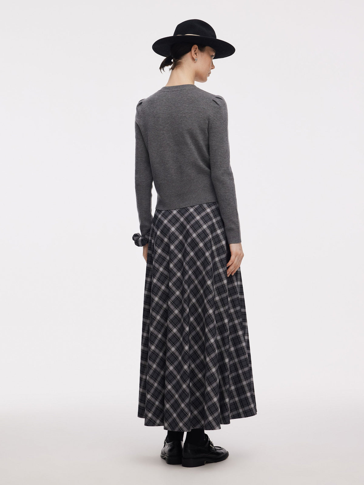 Plaid Women A-Line Skirt With Scrunchie