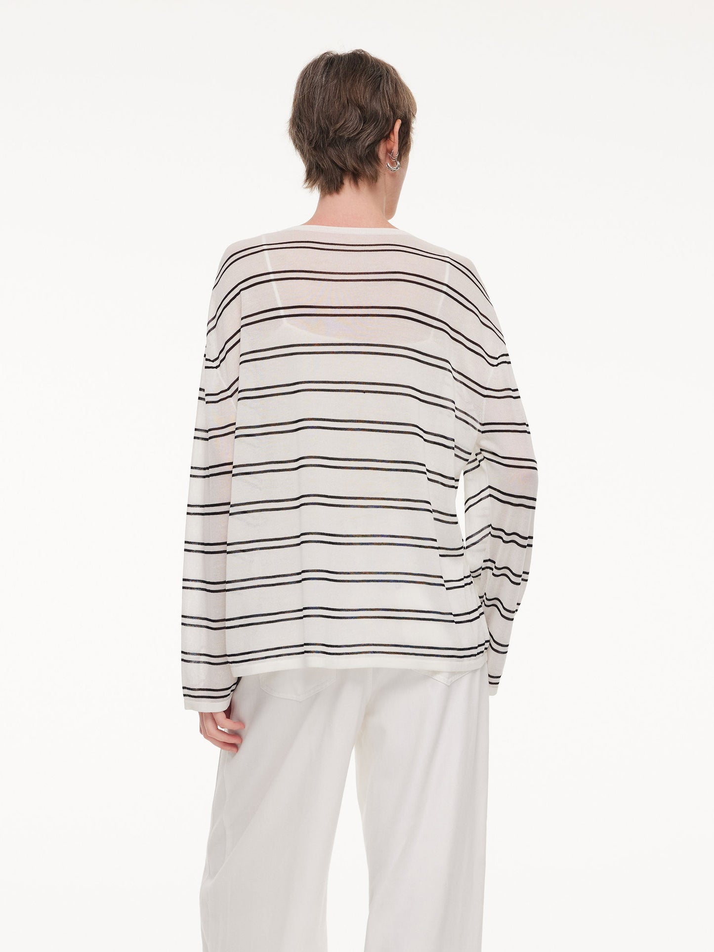 Lyocell Mulberry Silk Blend Stripe Women Knit Top