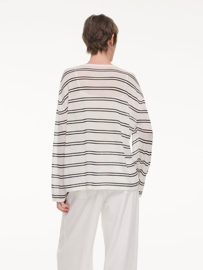 Lyocell Mulberry Silk Blend Stripe Women Knit Top