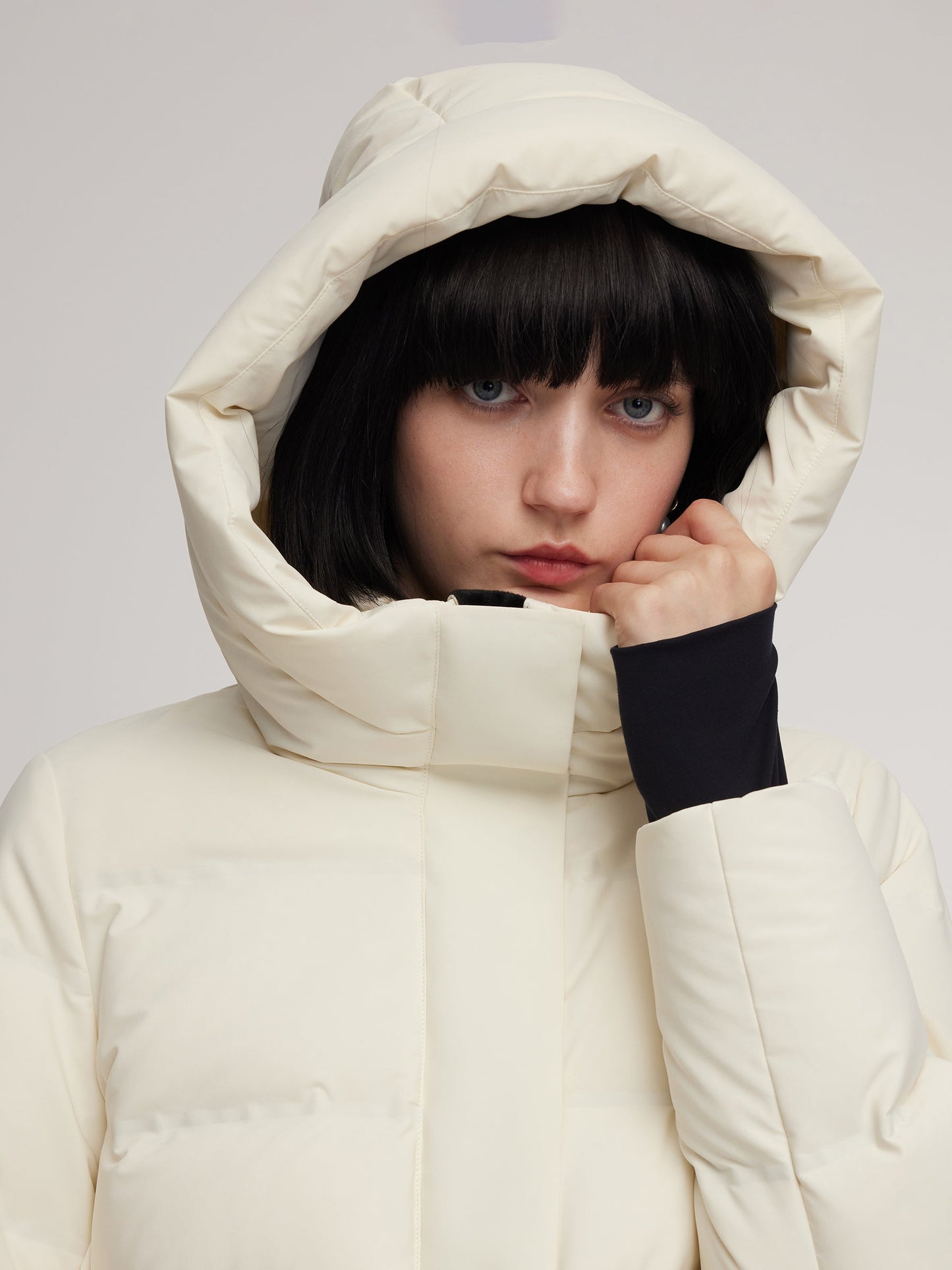 Thermal Tech Back Hooded Goose Down Coat