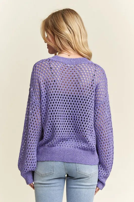 ADORA Round Neck Lurex Crochet Top