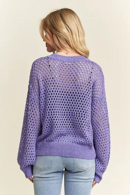 ADORA Round Neck Lurex Crochet Top
