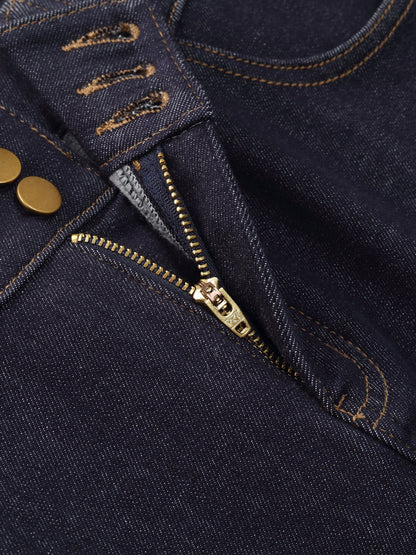 Denim High-Waisted Stretch Fleece Lined Women Micro-Flared Jeans