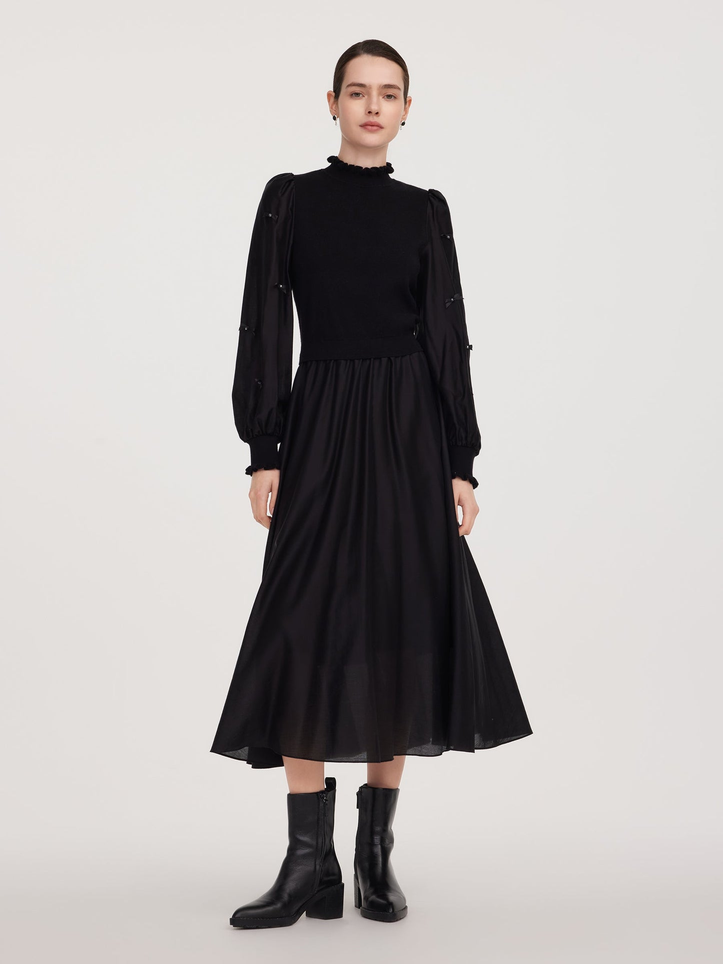 Tencel Blend Patchwork Women Maxi Dress