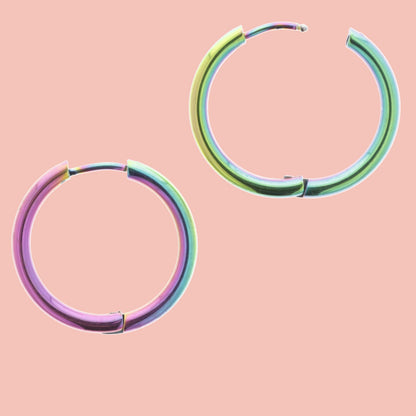 23mm Stainless Steel Rainbow Hoop Earrings