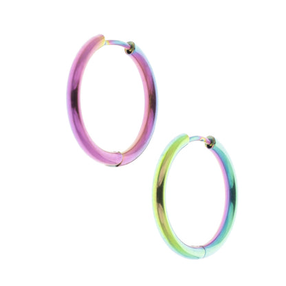 23mm Stainless Steel Rainbow Hoop Earrings