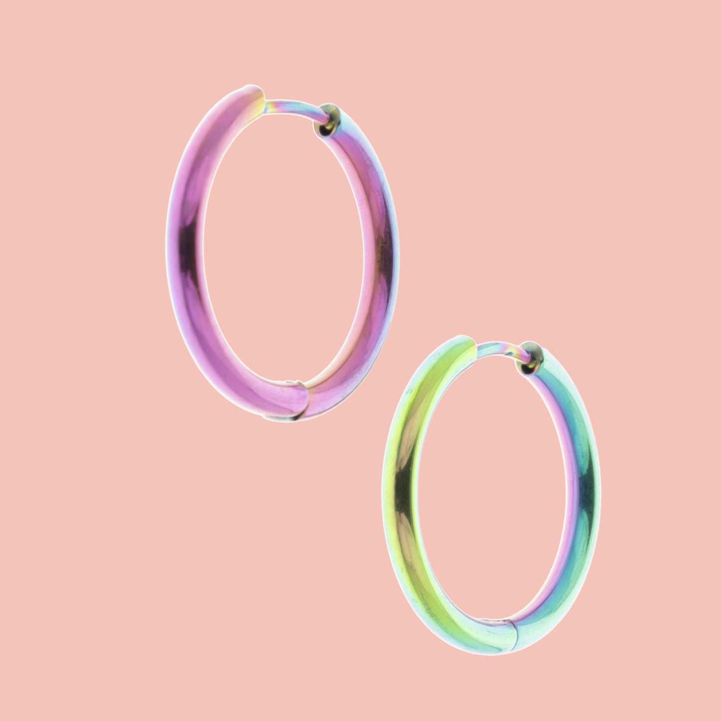 23mm Stainless Steel Rainbow Hoop Earrings