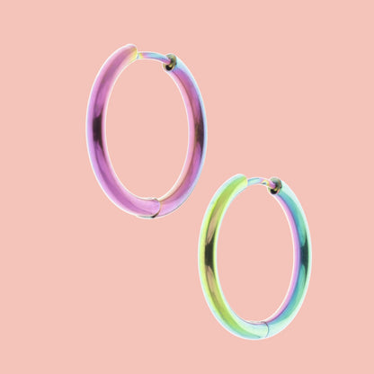 23mm Stainless Steel Rainbow Hoop Earrings