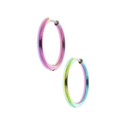 23mm Stainless Steel Rainbow Hoop Earrings
