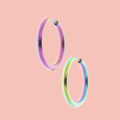 23mm Stainless Steel Rainbow Hoop Earrings