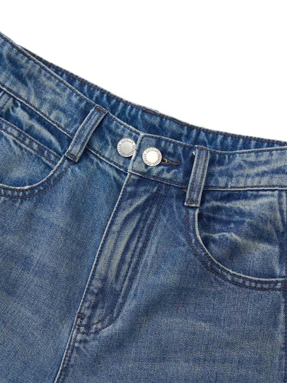 100% Cotton Denim Women Curved Leg Jeans