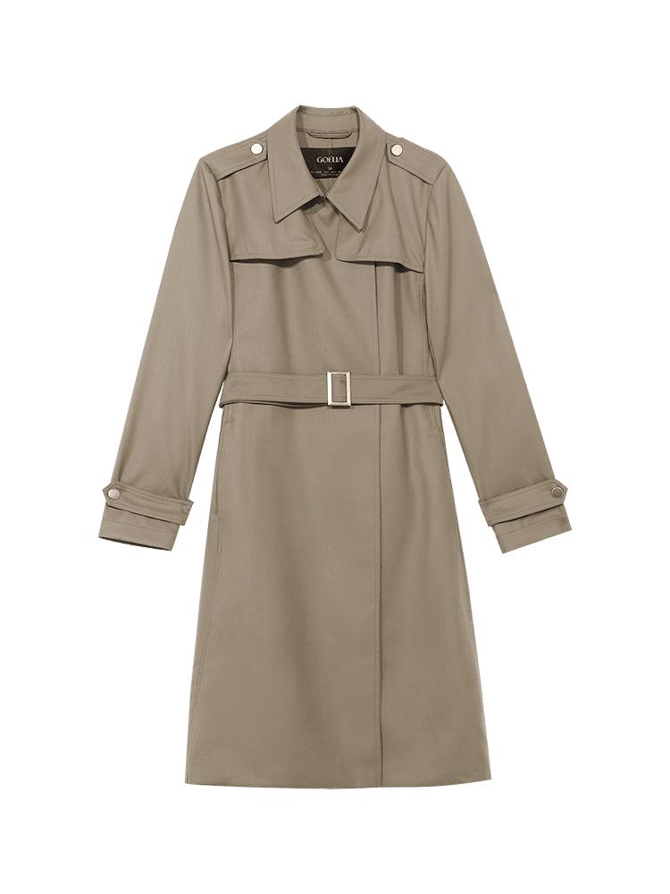 Worsted Woolen Women Trench Coat With Belt