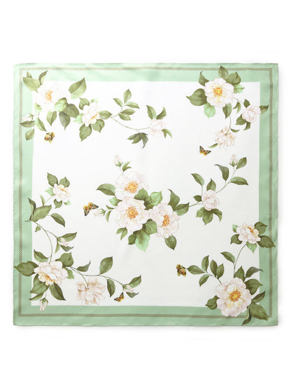 100% Mulberry Silk Rose Print Women Scarf