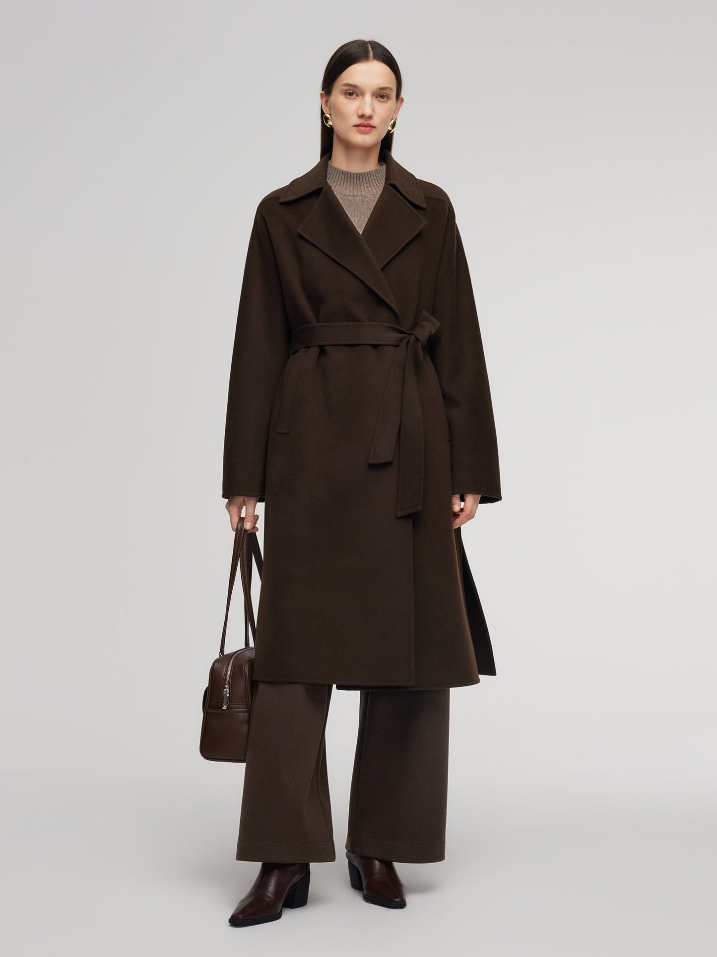 100% Wool Double-Faced Women Wrap Overcoat