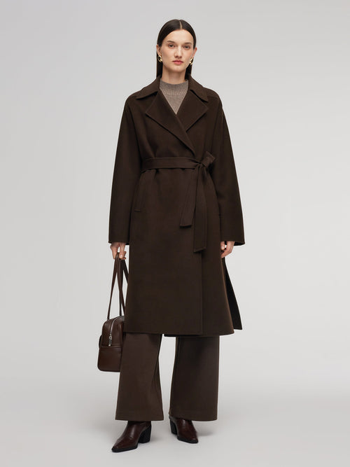 100% Wool Double-Faced Women Wrap Overcoat